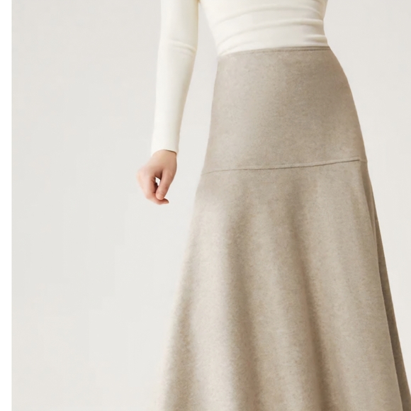 OGL Dresses & Skirts - OGL  2 Pcs. Neutral Flare Knit Maxi Skirt and Top Set Beige NWT